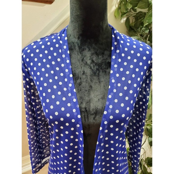 Haani Women's Blue Polka Dot Print Long Sleeve Open Front Cardigan Size Medium - Picture 3 of 8